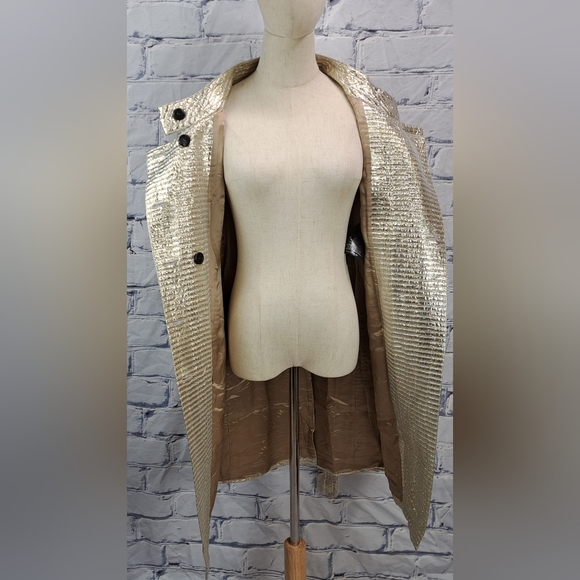 Burberry Prorsum Women's Trench Coat Jacket Gold Metallic  Italy XS 0 US 36 IT - Picture 12 of 16